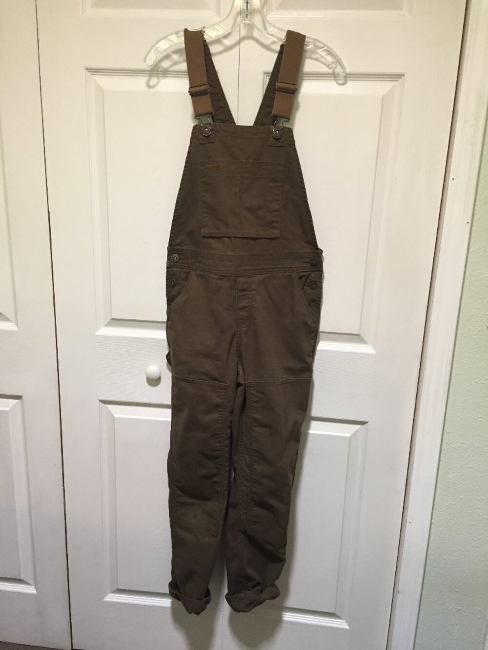 REI Cooperative Overalls Women's 0 Green Canvas Utility Hiking Workwear Gorpcore